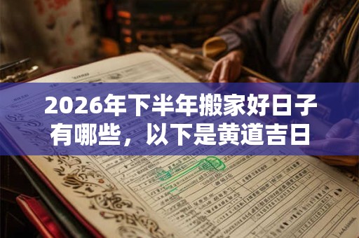 2026年下半年搬家好日子有哪些，以下是黄道吉日