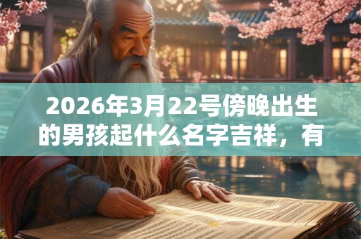 2026年3月22号傍晚出生的男孩起什么名字吉祥，有什么名字推荐？