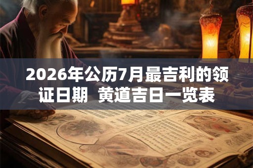 2026年公历7月最吉利的领证日期  黄道吉日一览表