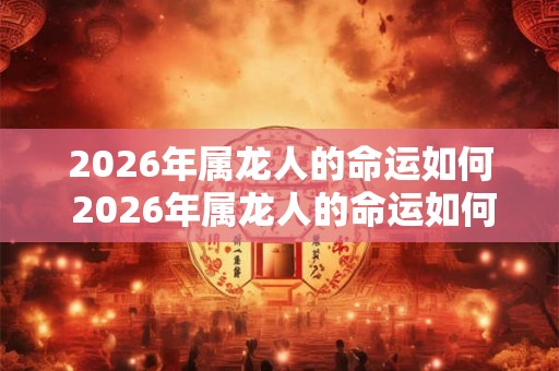 2026年属龙人的命运如何 2026年属龙人的命运如何呢