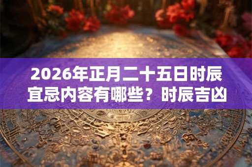 2026年正月二十五日时辰宜忌内容有哪些?时辰吉凶表 2026年正月二十五日时辰宜忌内容有哪些?时辰吉凶表