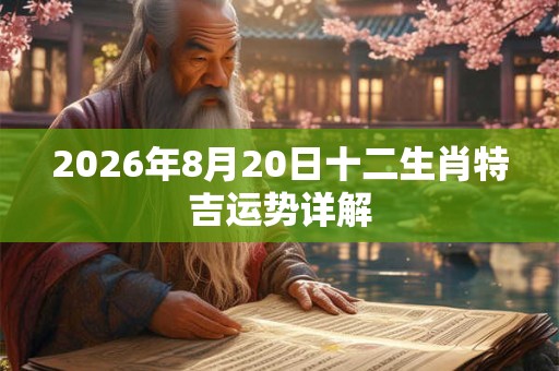 2026年8月20日十二生肖特吉运势详解 2026年8月20日十二生肖特吉运势详解
