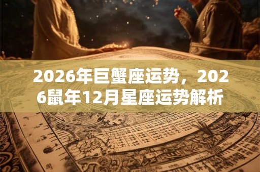 2026年巨蟹座运势，2026鼠年12月星座运势解析