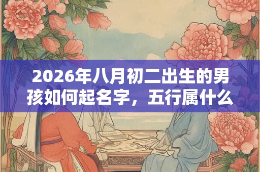 2026年八月初二出生的男孩如何起名字，五行属什么