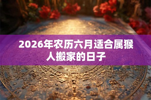 2026年农历六月适合属猴人搬家的日子