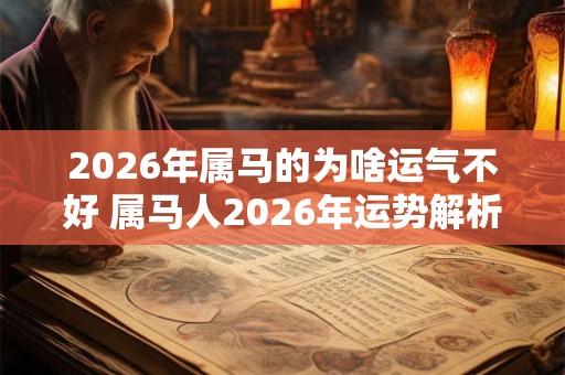 2026年属马的为啥运气不好 属马人2026年运势解析