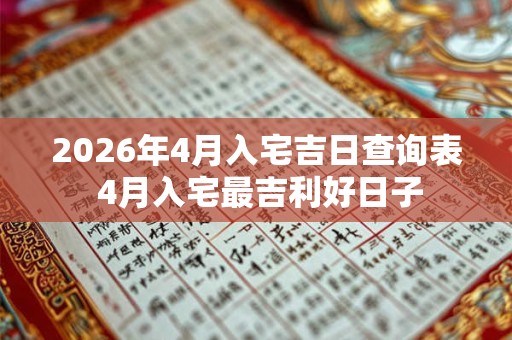 2026年4月入宅吉日查询表 4月入宅最吉利好日子