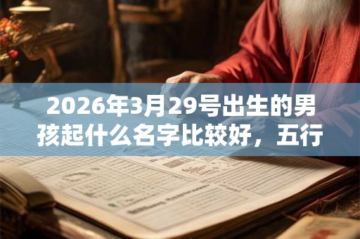 2026年3月29号出生的男孩起什么名字比较好，五行属什么