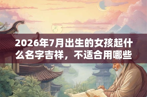 2026年7月出生的女孩起什么名字吉祥，不适合用哪些字