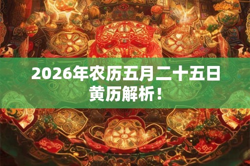 2026年农历五月二十五日黄历解析！