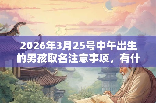 2026年3月25号中午出生的男孩取名注意事项，有什么名字推荐？