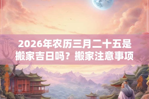 2026年农历三月二十五是搬家吉日吗？搬家注意事项哪些？