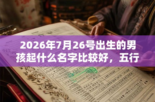 2026年7月26号出生的男孩起什么名字比较好，五行属什么