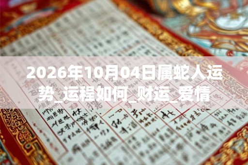 2026年10月04日属蛇人运势_运程如何_财运_爱情