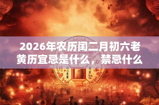 2026年农历闰二月初六老黄历宜忌是什么,禁忌什么? 2026年农历闰二月初六老黄历宜忌是什么,禁忌什么?