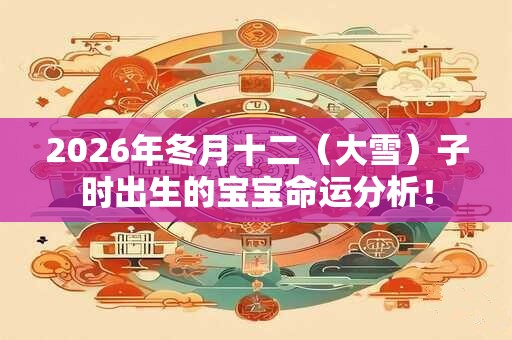 2026年冬月十二(大雪)子时出生的宝宝命运分析! 2026年冬月十二(大雪)子时出生的宝宝命运分析!