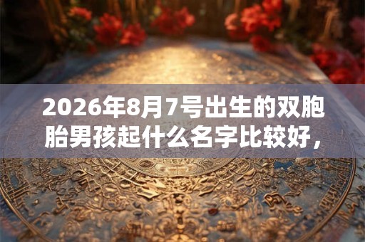 2026年8月7号出生的双胞胎男孩起什么名字比较好，五行属什么