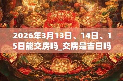2026年3月13日、14日、15日能交房吗_交房是吉日吗