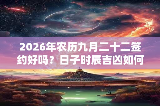 2026年农历九月二十二签约好吗？日子时辰吉凶如何？