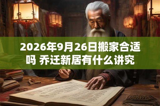 2026年9月26日搬家合适吗 乔迁新居有什么讲究