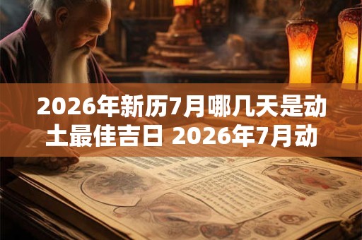2026年新历7月哪几天是动土最佳吉日 2026年7月动土最好的黄道吉日 2026年新历7月哪几天是动土最佳吉日 2026年7月动土最好的黄道吉日