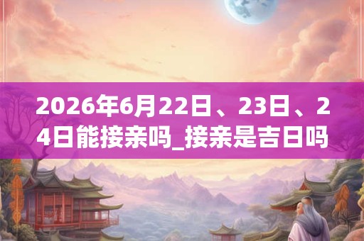 2026年6月22日、23日、24日能接亲吗_接亲是吉日吗