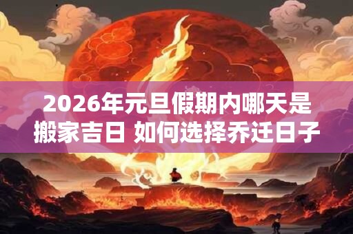 2026年元旦假期内哪天是搬家吉日 如何选择乔迁日子