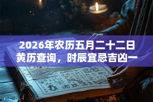 2026年农历五月二十二日黄历查询，时辰宜忌吉凶一览