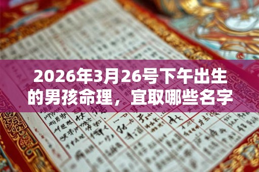 2026年3月26号下午出生的男孩命理，宜取哪些名字？