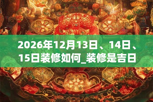 2026年12月13日、14日、15日装修如何_装修是吉日吗