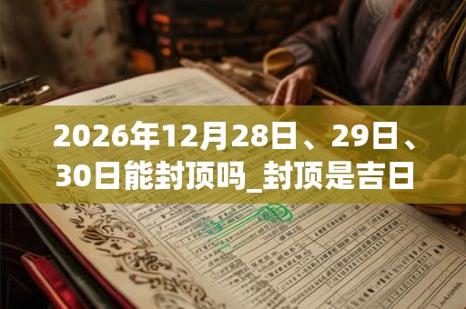 2026年12月28日、29日、30日能封顶吗_封顶是吉日吗