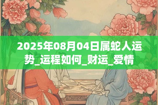 2025年08月04日属蛇人运势_运程如何_财运_爱情 2025年08月04日属蛇人运势_运程如何_财运_爱情