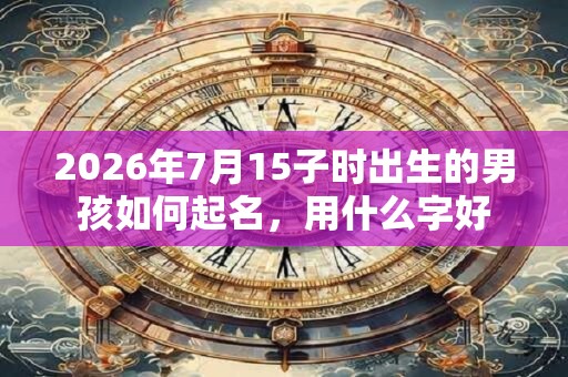 2026年7月15子时出生的男孩如何起名，用什么字好