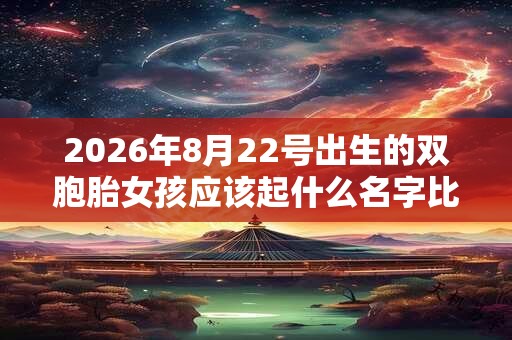 2026年8月22号出生的双胞胎女孩应该起什么名字比较好，五行属什么？