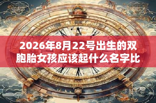 2026年8月22号出生的双胞胎女孩应该起什么名字比较好，五行属什么？