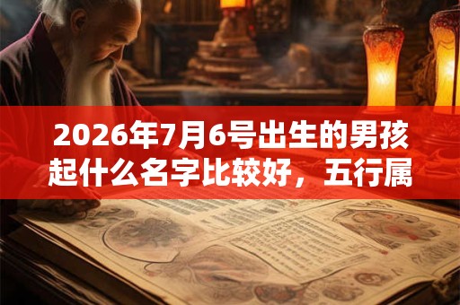 2026年7月6号出生的男孩起什么名字比较好，五行属什么