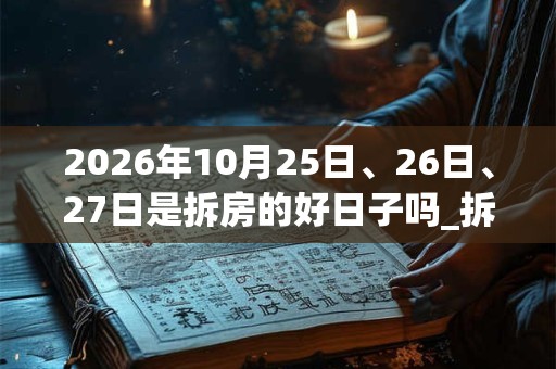 2026年10月25日、26日、27日是拆房的好日子吗_拆房可以吗