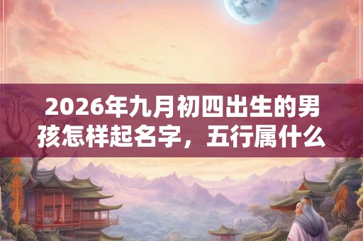 2026年九月初四出生的男孩怎样起名字，五行属什么