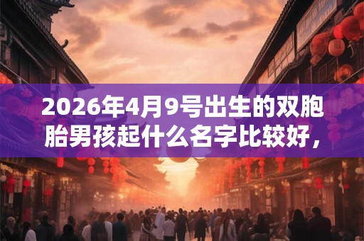 2026年4月9号出生的双胞胎男孩起什么名字比较好，五行属什么