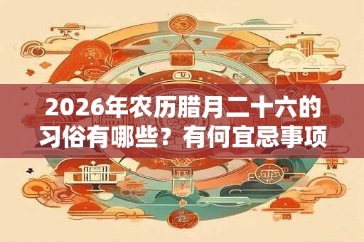 2026年农历腊月二十六的习俗有哪些?有何宜忌事项? 2026年农历腊月二十六的习俗有哪些?有何宜忌事项?