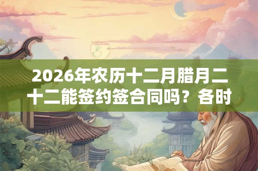 2026年农历十二月腊月二十二能签约签合同吗？各时辰凶吉如何？