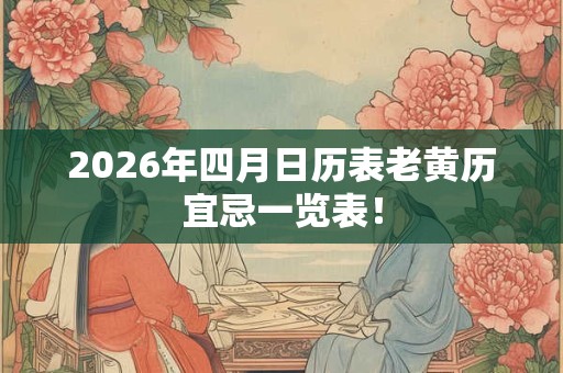 2026年四月日历表老黄历宜忌一览表! 2026年四月日历表老黄历宜忌一览表!