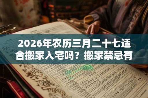 2026年农历三月二十七适合搬家入宅吗？搬家禁忌有哪些？