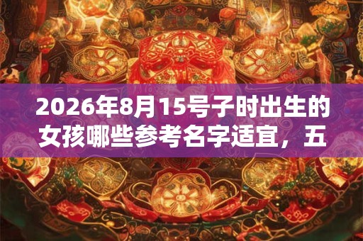 2026年8月15号子时出生的女孩哪些参考名字适宜，五行属什么