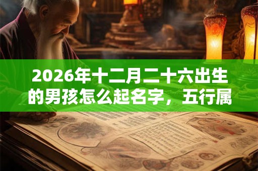 2026年十二月二十六出生的男孩怎么起名字，五行属什么