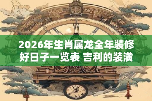 2026年生肖属龙全年装修好日子一览表 吉利的装潢佳日
