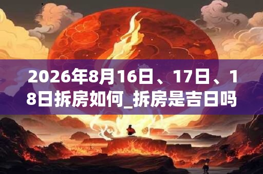 2026年8月16日、17日、18日拆房如何_拆房是吉日吗
