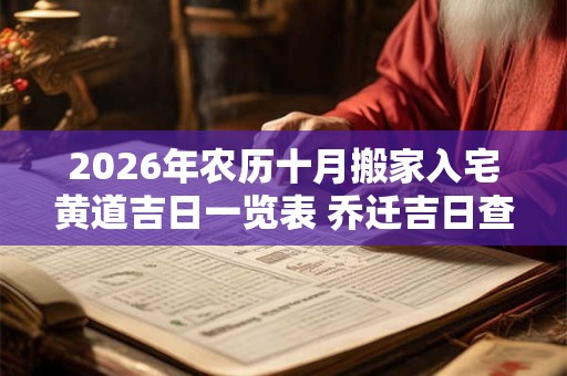 2026年农历十月搬家入宅黄道吉日一览表 乔迁吉日查询! 2026年农历十月搬家入宅黄道吉日一览表 乔迁吉日查询!