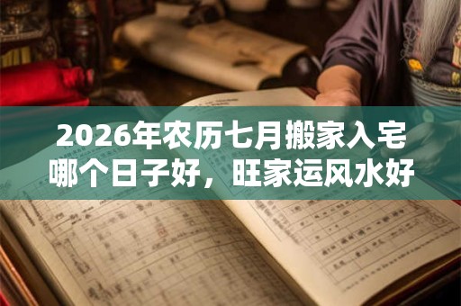 2026年农历七月搬家入宅哪个日子好，旺家运风水好