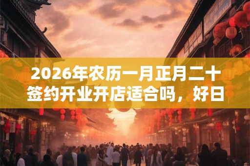 2026年农历一月正月二十签约开业开店适合吗，好日子吗？
